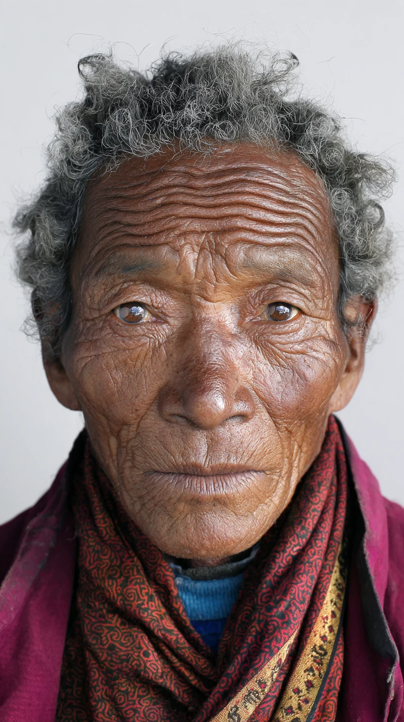 Expressive portrait of a Tibetan elder